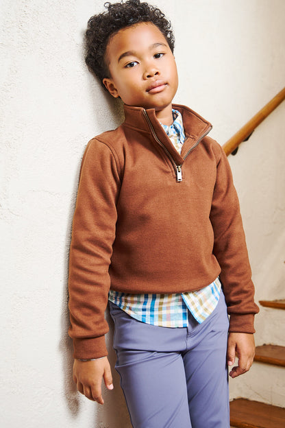 Alder Quarter-Zip - Saddle Brown