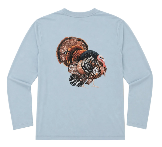 Mayfly Bamboo Long Sleeve Tee - Blue Gobbler