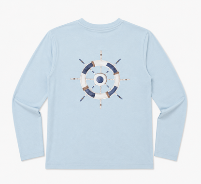 Mayfly Bamboo Long Sleeve Tee - Nautical Wheel