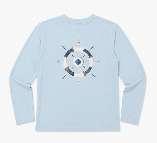 Mayfly Bamboo Long Sleeve Tee - Nautical Wheel