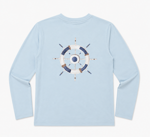 Mayfly Bamboo Long Sleeve Tee - Nautical Wheel