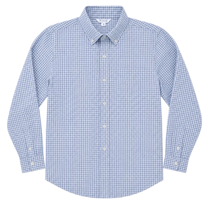 Pierfront Buttondown - Springwater Blue Check