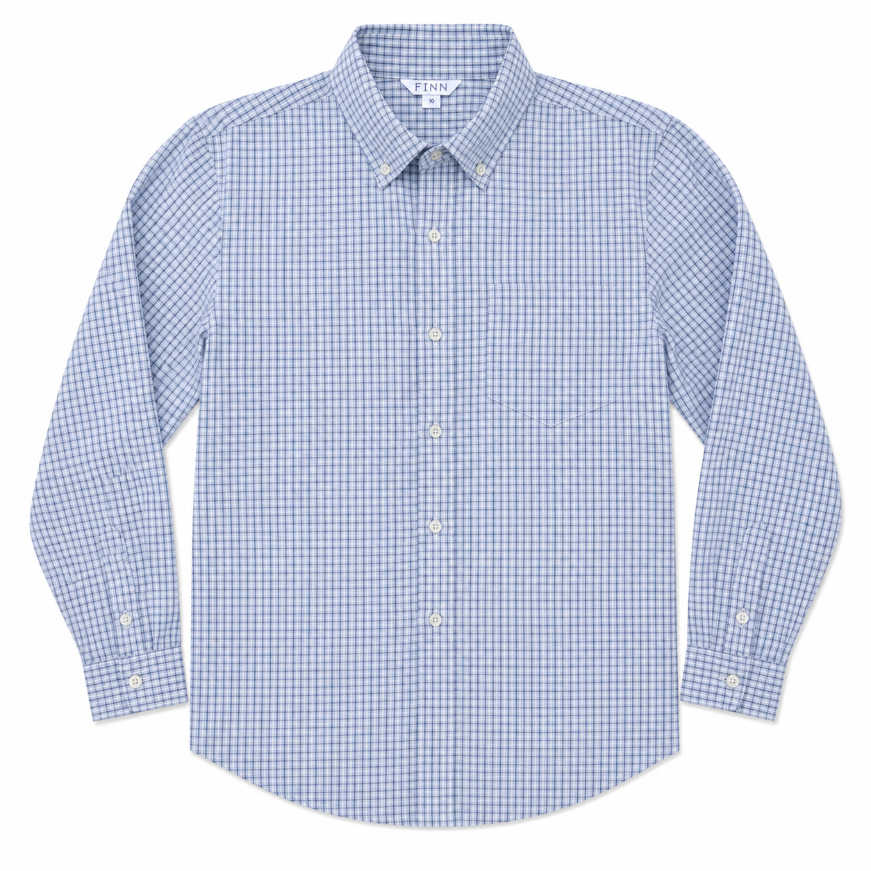 Pierfront Buttondown - Springwater Blue Check